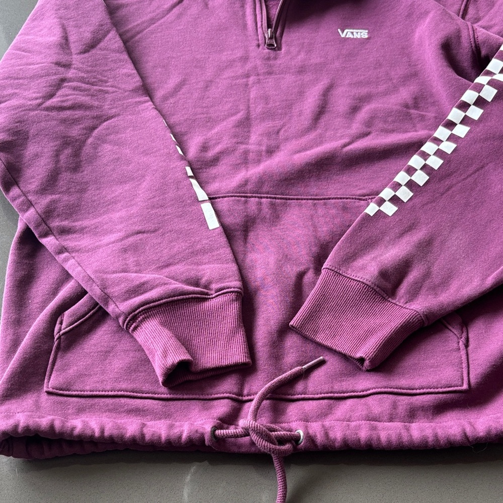 Vans Men's Burgundy Quarter Zip Pullover with Sleeve 'OFF THE WALL' SZ S - Picture 10 of 14